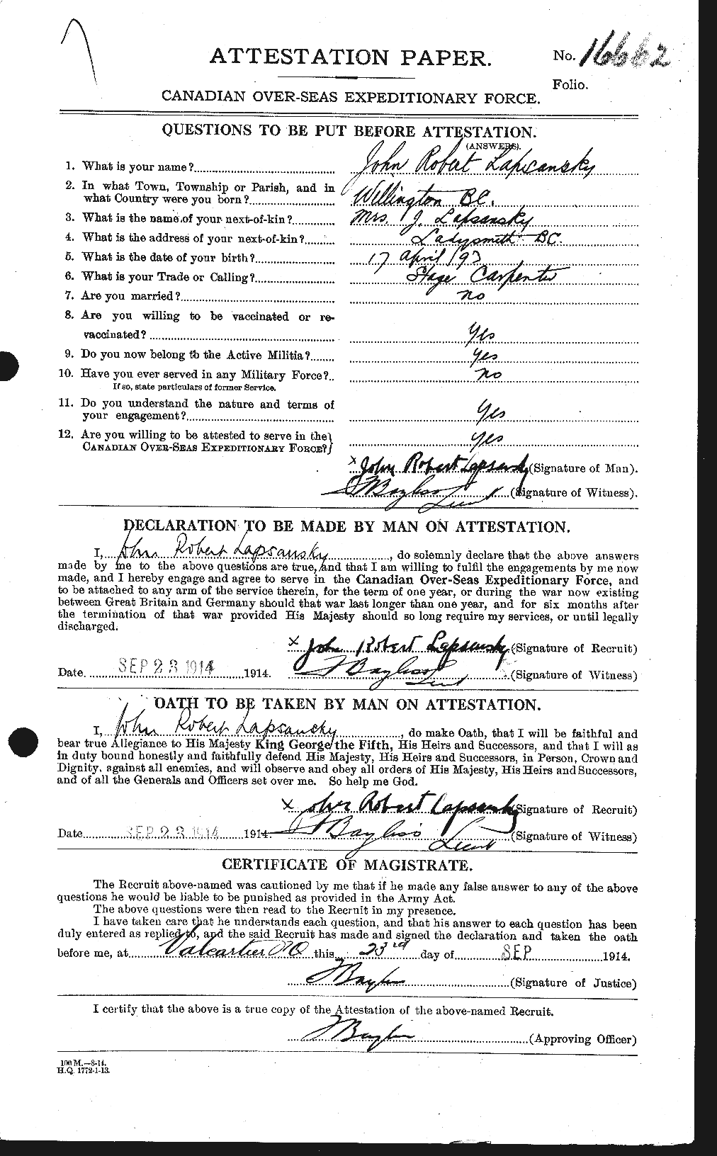 Personnel Records of the First World War - CEF 449137a