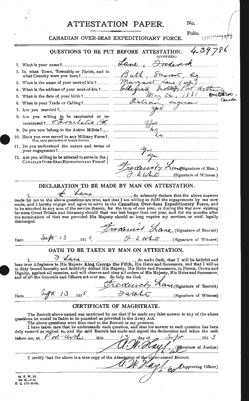 Personnel Records of the First World War - CEF 449839a