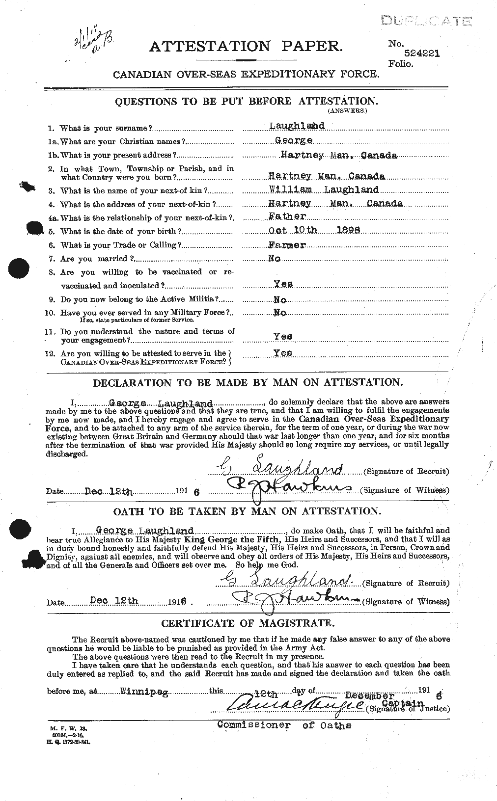 Personnel Records of the First World War - CEF 450541a