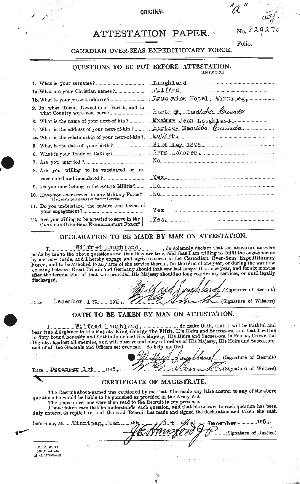 Personnel Records of the First World War - CEF 450542a