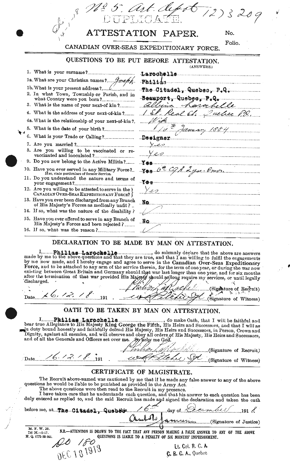 Personnel Records of the First World War - CEF 450789a