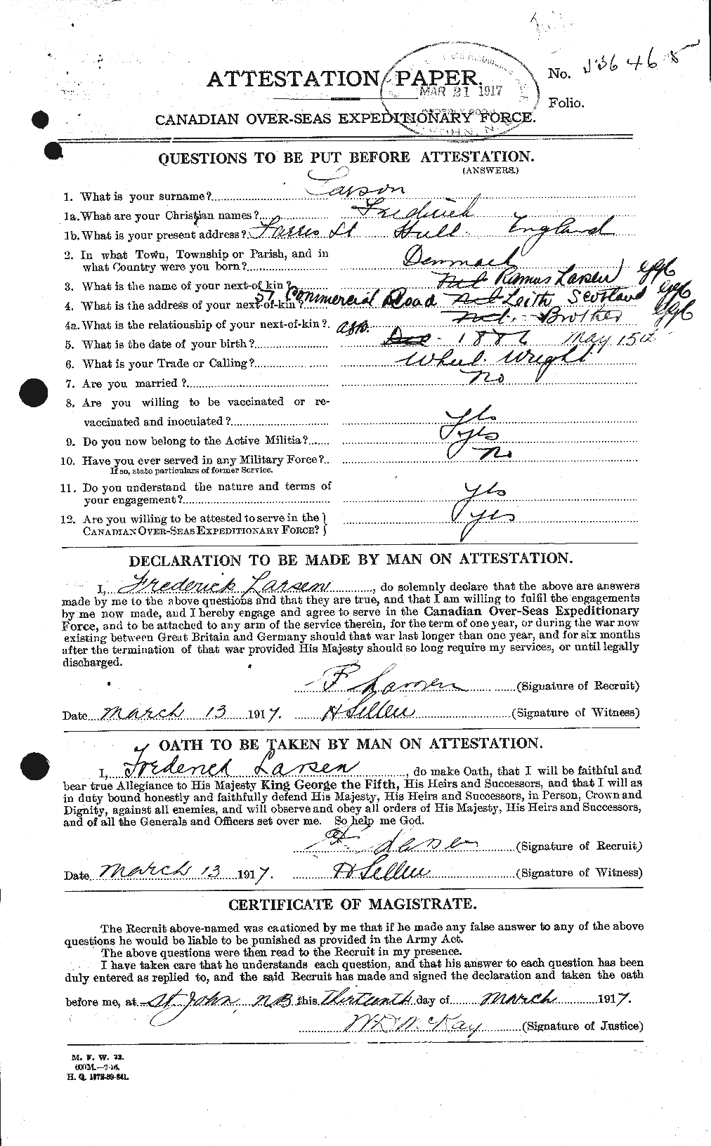 Personnel Records of the First World War - CEF 451697a