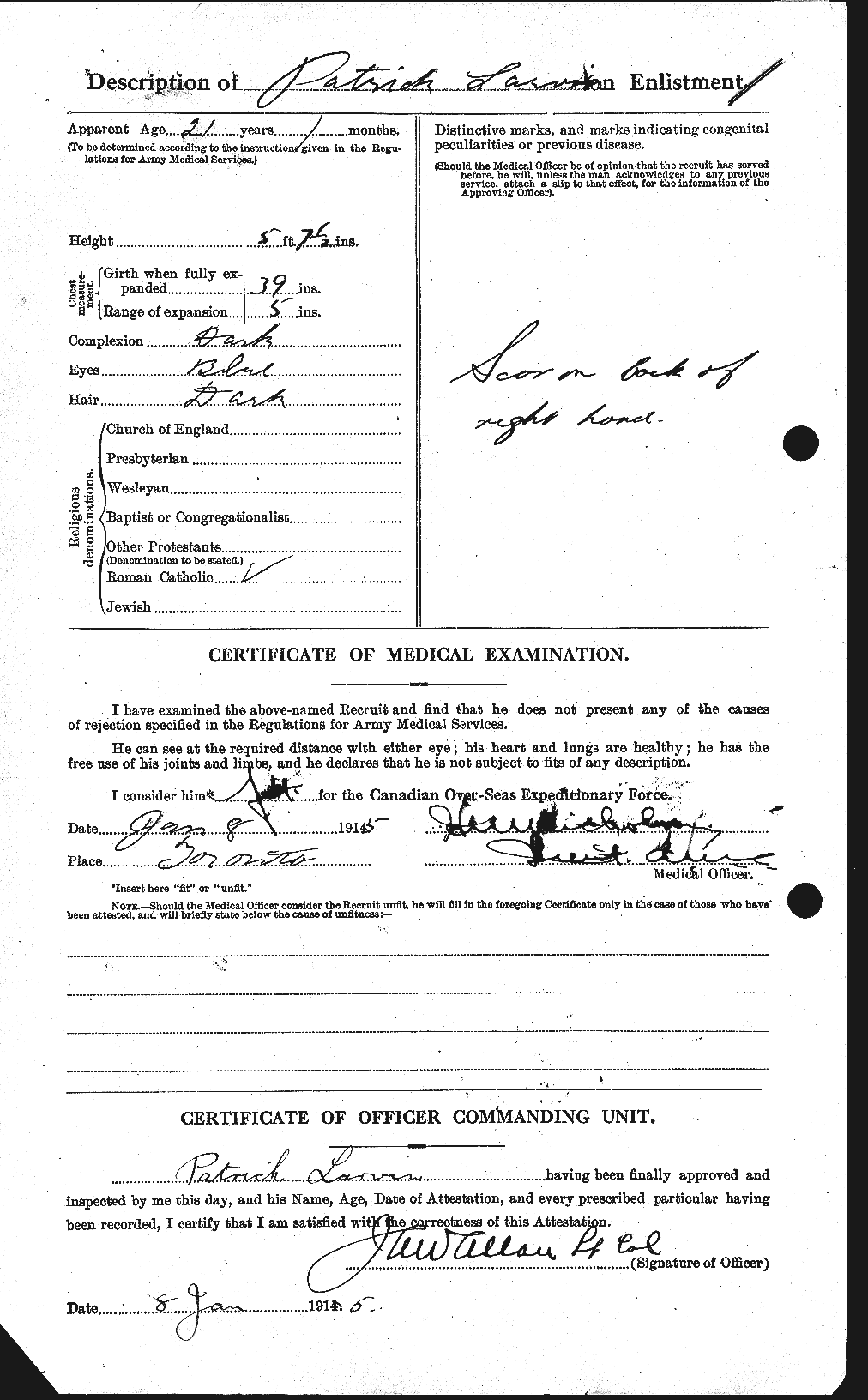 Dossiers du Personnel de la Première Guerre mondiale - CEC 451853b