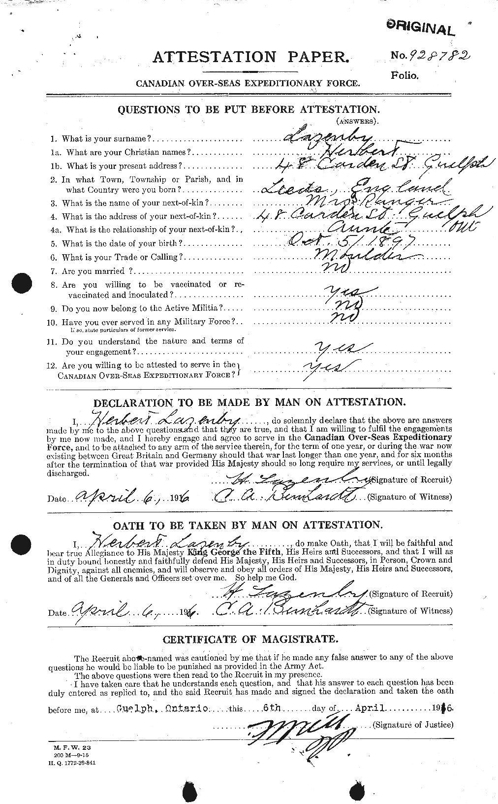 Personnel Records of the First World War - CEF 453206a