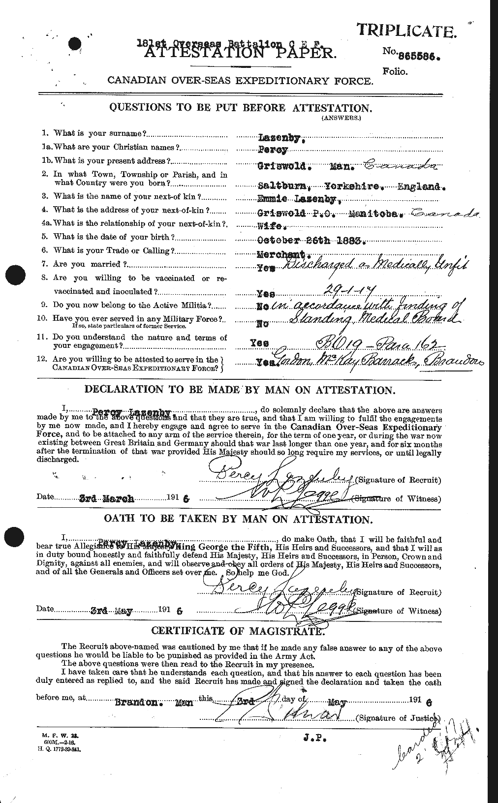 Personnel Records of the First World War - CEF 453211a