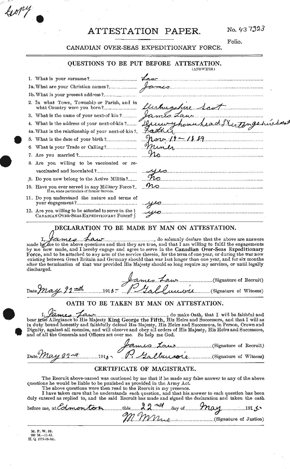 Personnel Records of the First World War - CEF 453960a