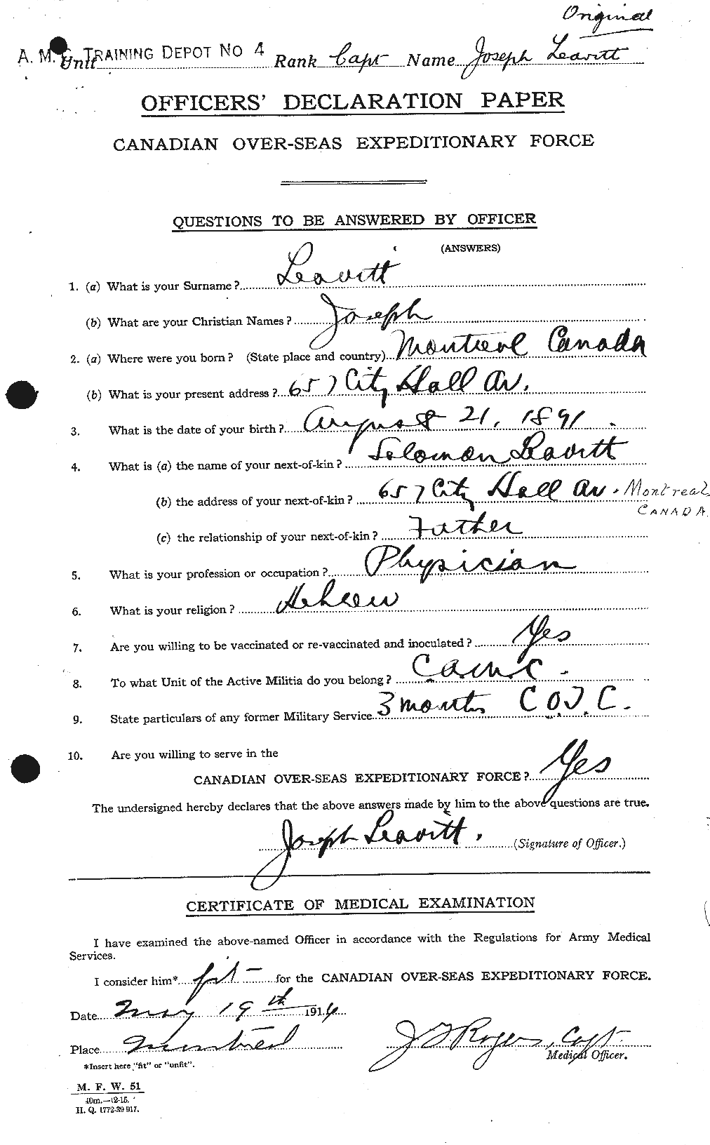 Personnel Records of the First World War - CEF 454324a