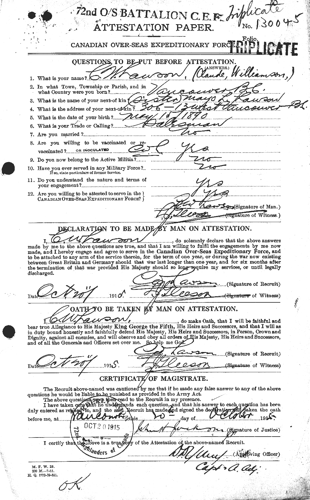 Personnel Records of the First World War - CEF 454906a