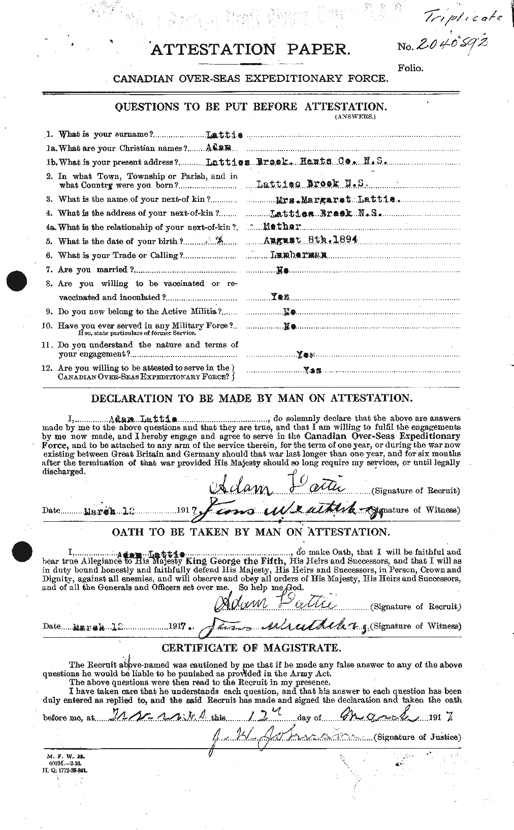 Personnel Records of the First World War - CEF 455354a