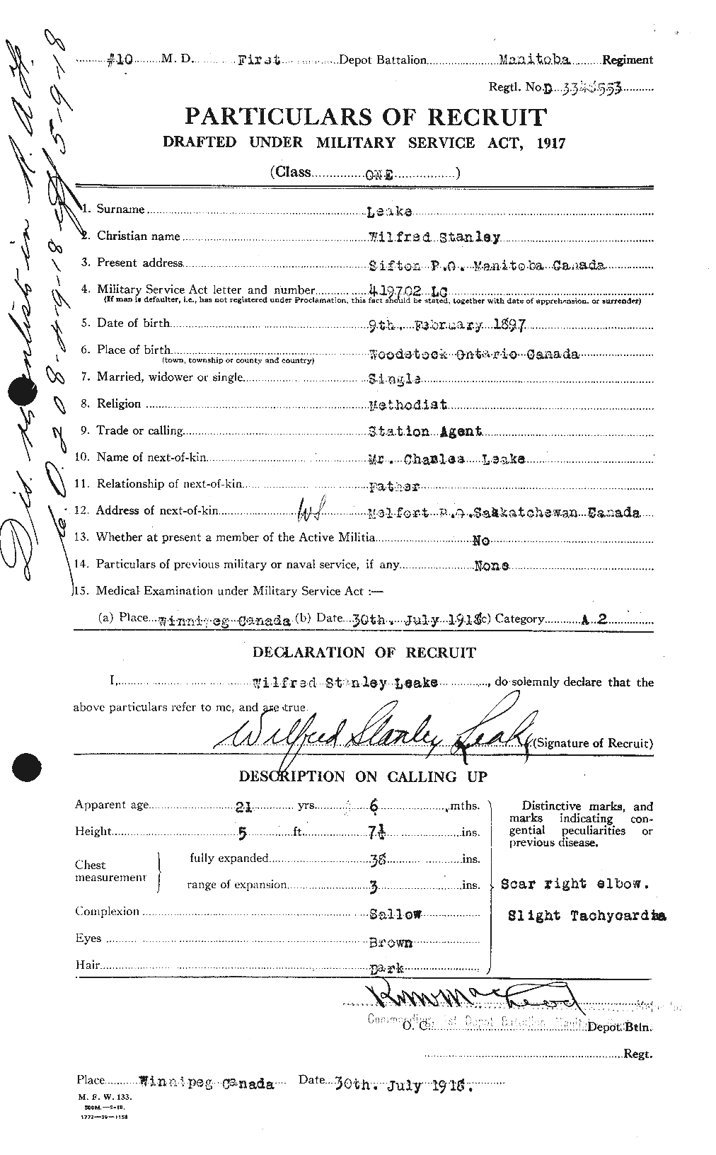 Dossiers du Personnel de la Première Guerre mondiale - CEC 455989a