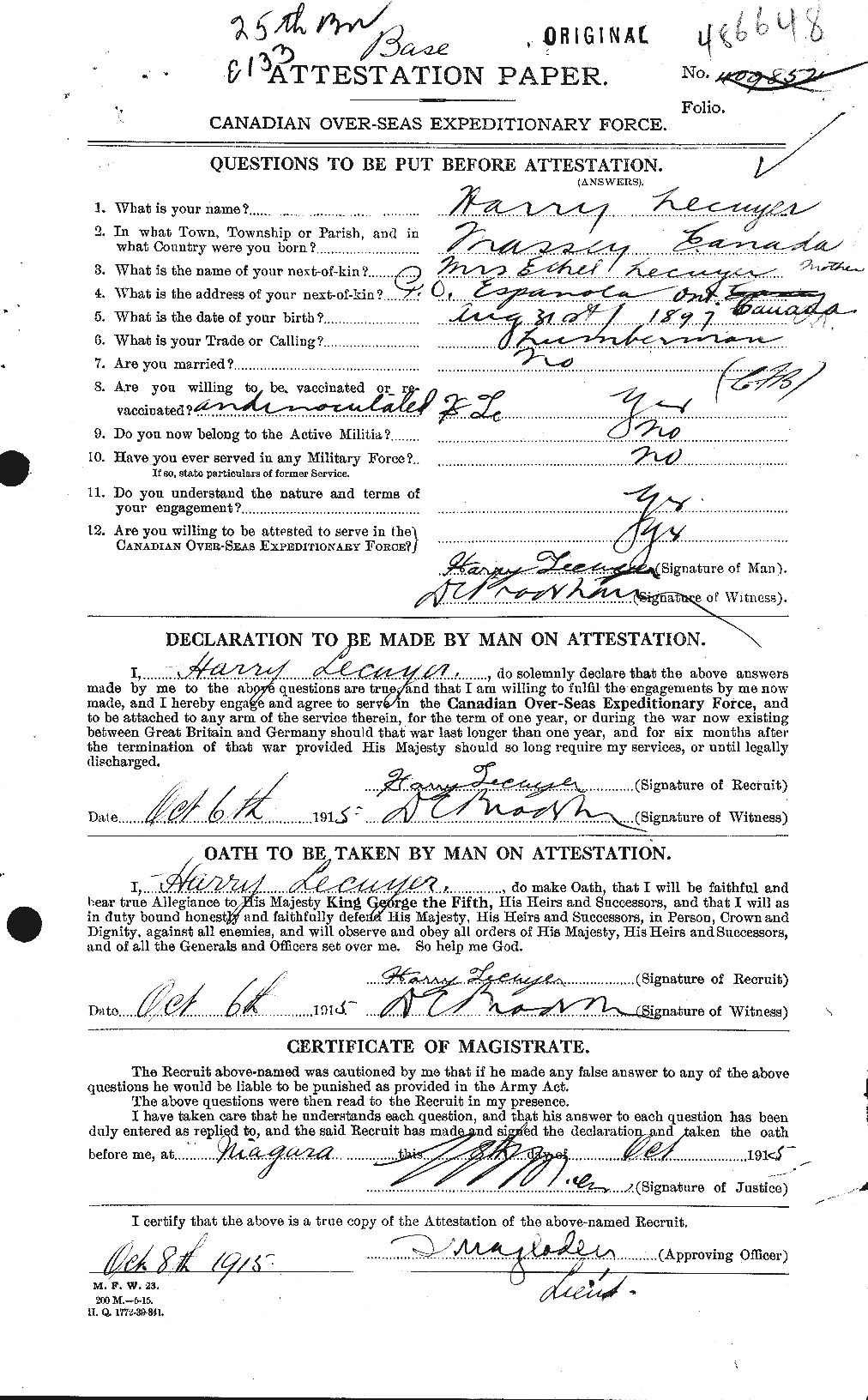 Personnel Records of the First World War - CEF 456301a