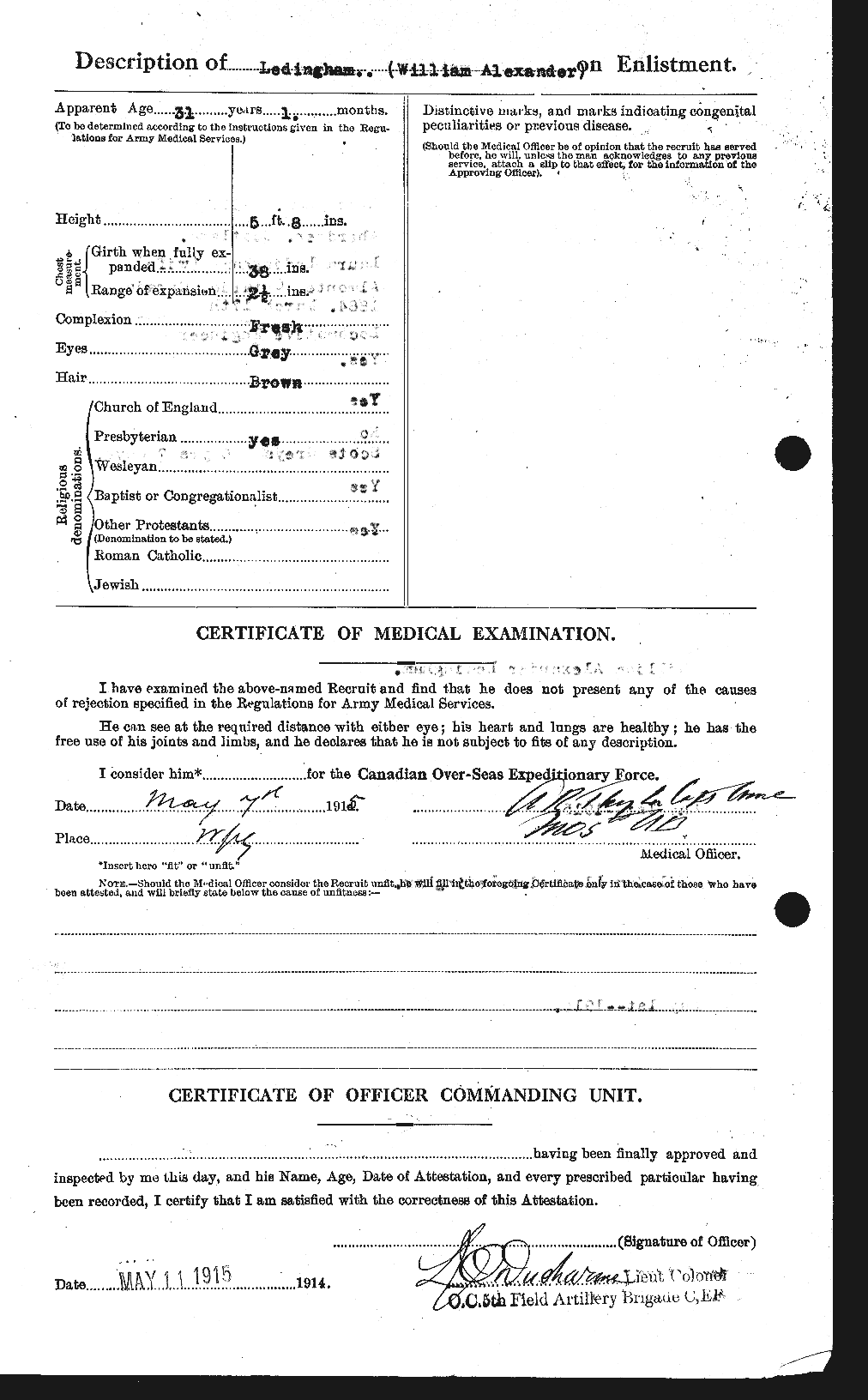Dossiers du Personnel de la Première Guerre mondiale - CEC 456401b