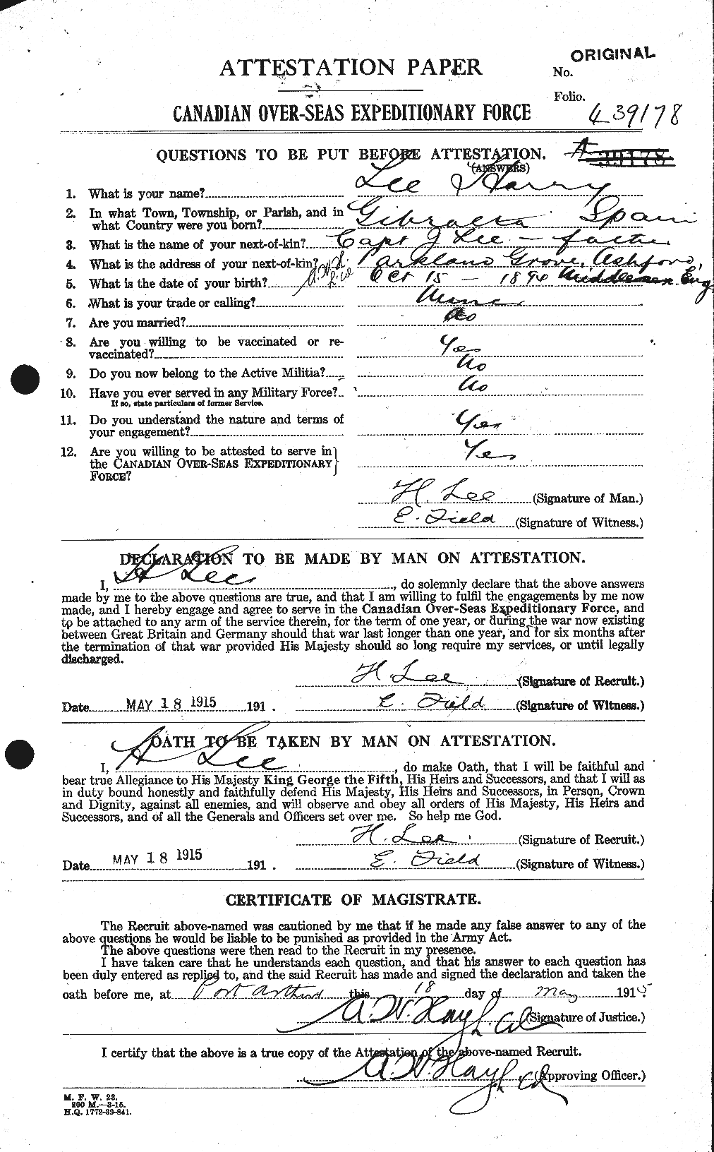 Personnel Records of the First World War - CEF 456827a