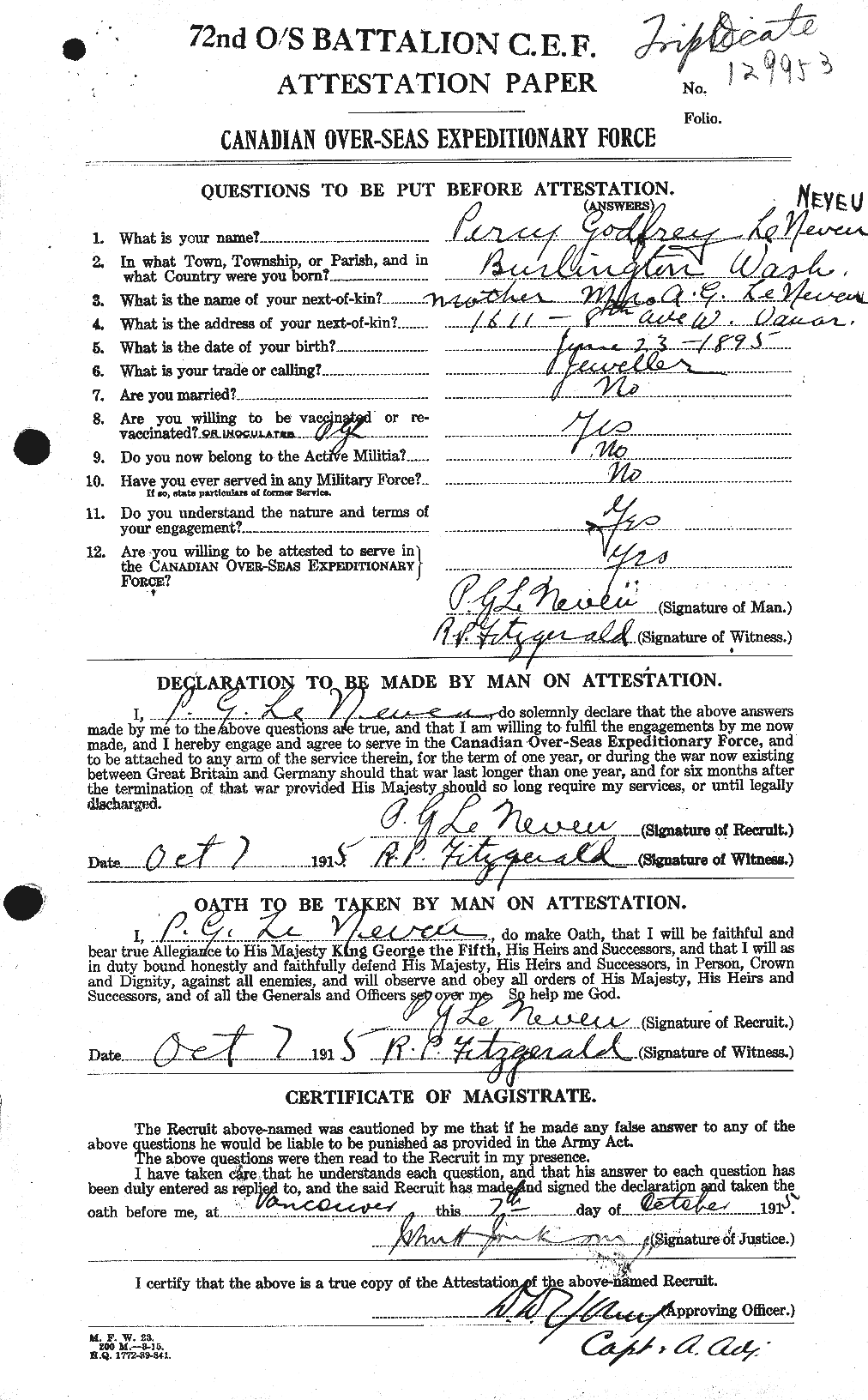 Personnel Records of the First World War - CEF 458539a