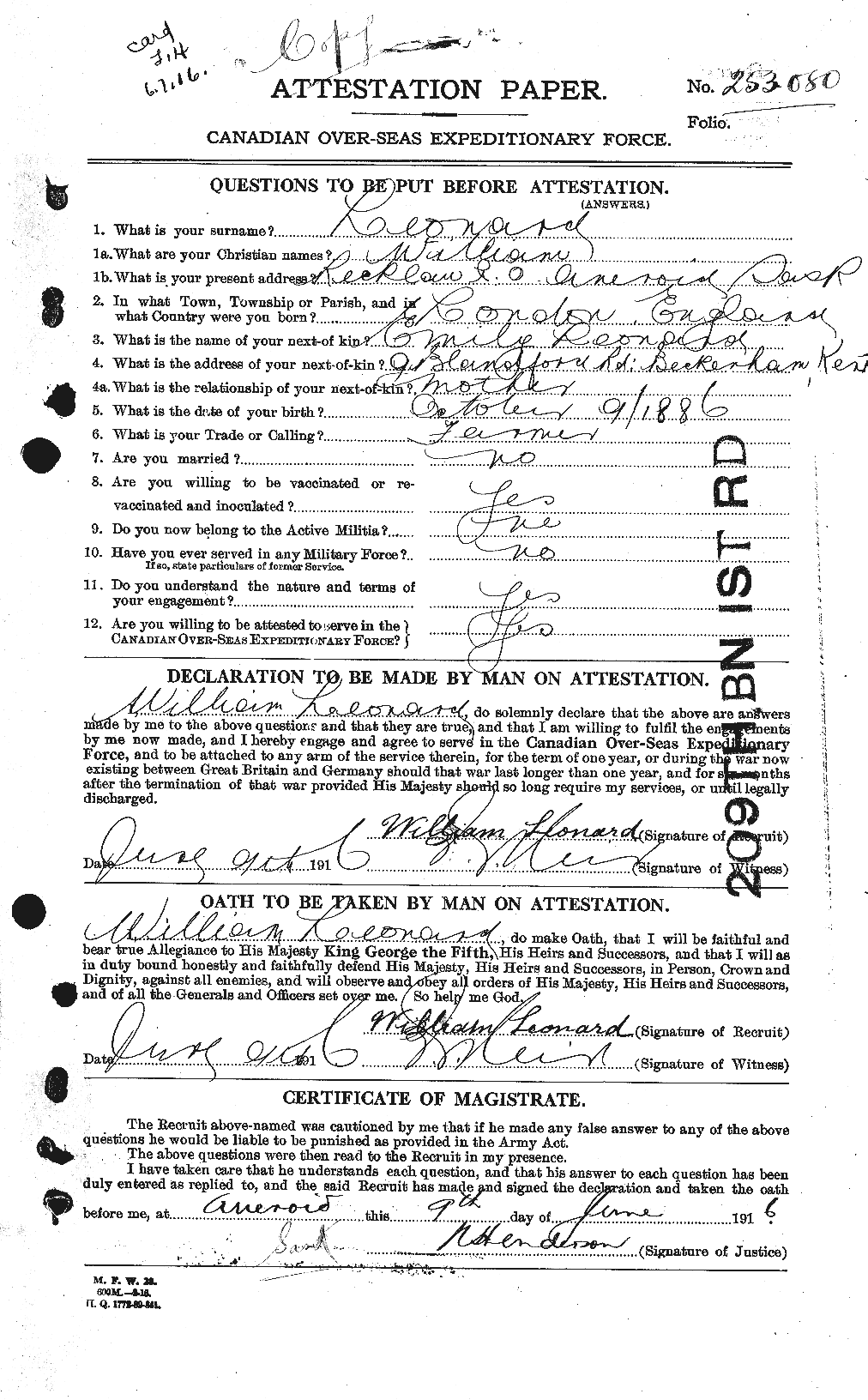 Personnel Records of the First World War - CEF 460872a