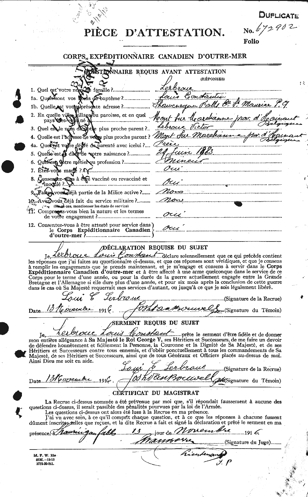 Personnel Records of the First World War - CEF 461540a