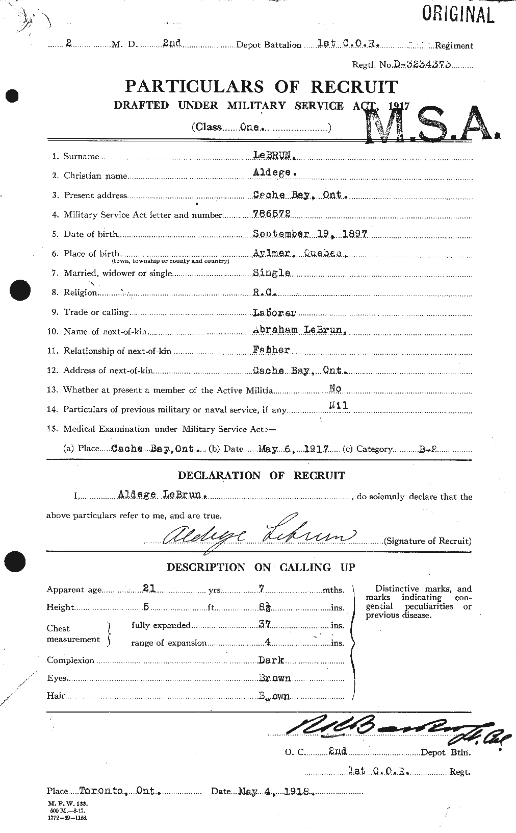 Personnel Records of the First World War - CEF 461544a