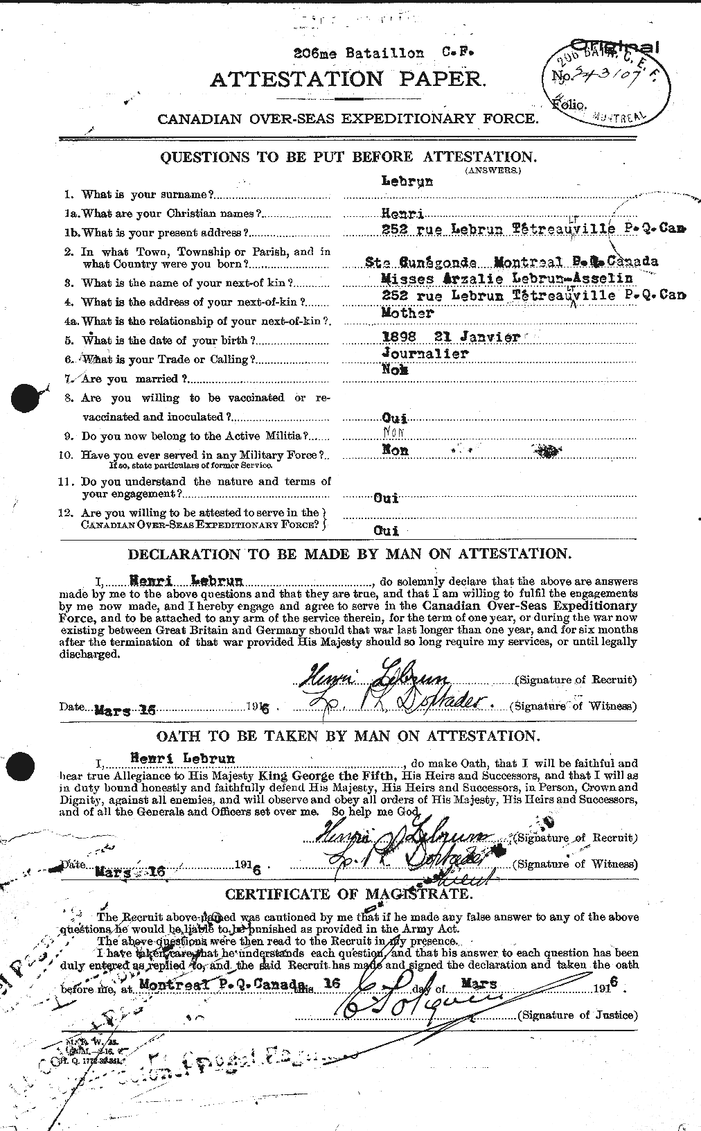 Personnel Records of the First World War - CEF 461568a