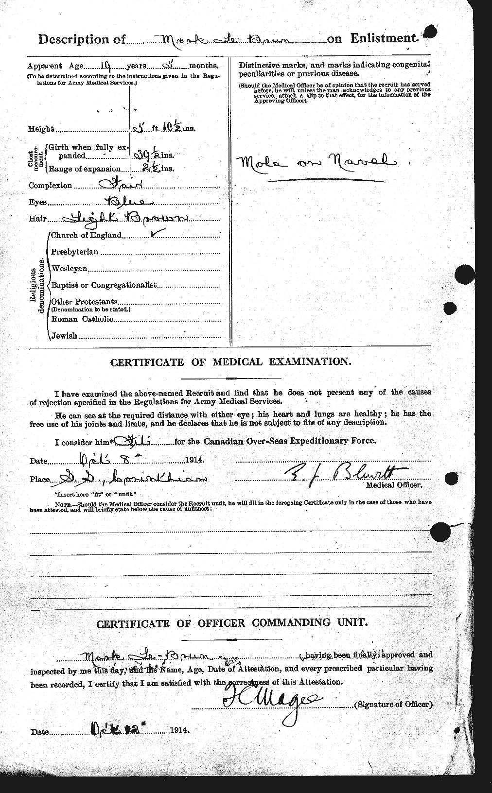 Dossiers du Personnel de la Première Guerre mondiale - CEC 461581b