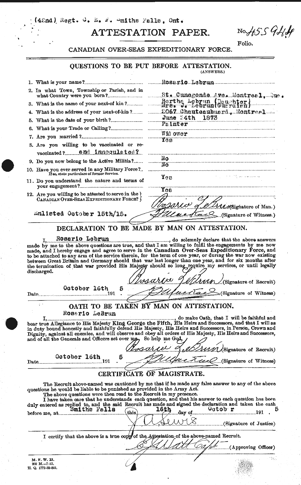 Personnel Records of the First World War - CEF 461589a