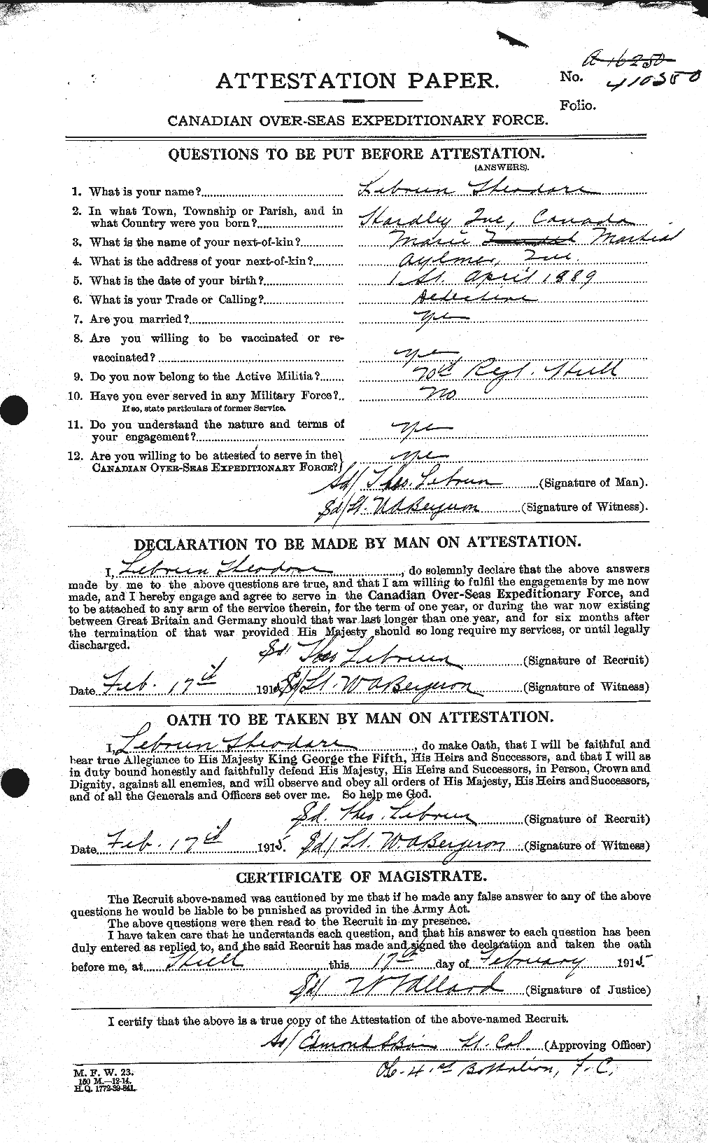 Personnel Records of the First World War - CEF 461590a