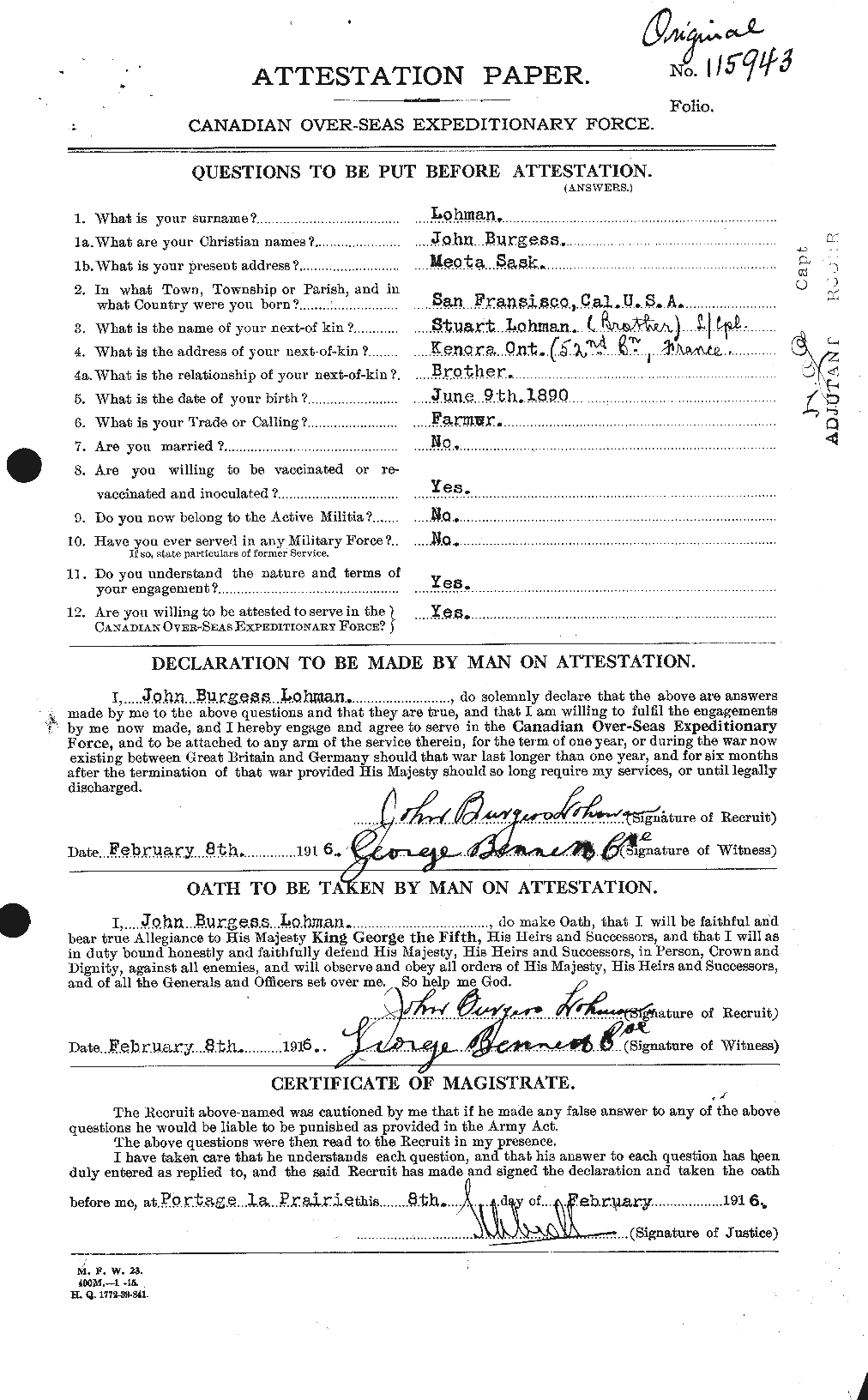 Personnel Records of the First World War - CEF 461926a
