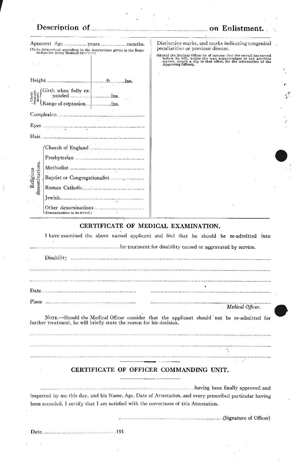 Dossiers du Personnel de la Première Guerre mondiale - CEC 462755b
