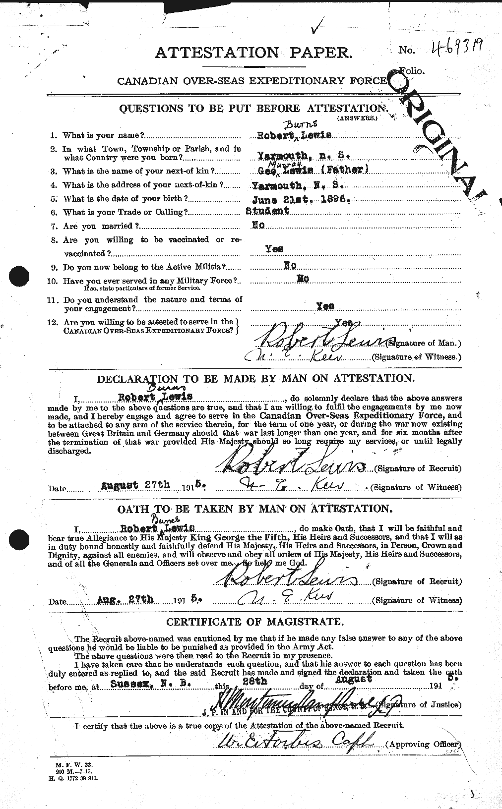 Personnel Records of the First World War - CEF 463900a