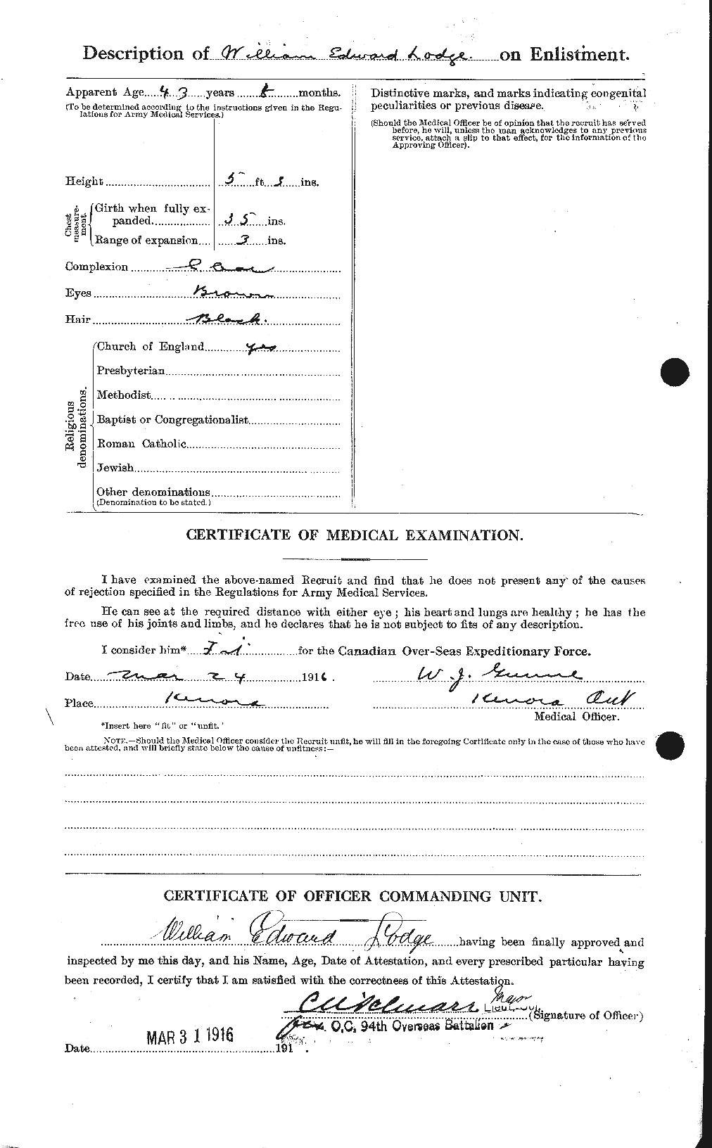Dossiers du Personnel de la Première Guerre mondiale - CEC 464824b