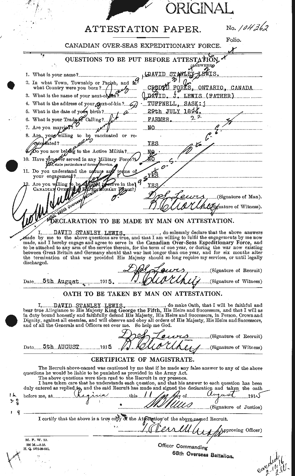 Personnel Records of the First World War - CEF 464984a