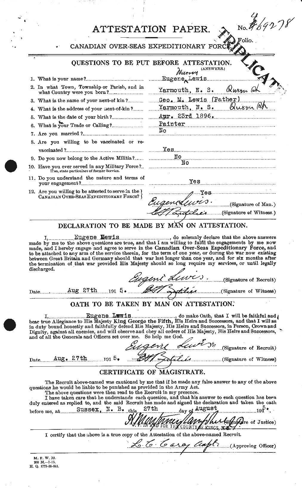 Personnel Records of the First World War - CEF 465037a