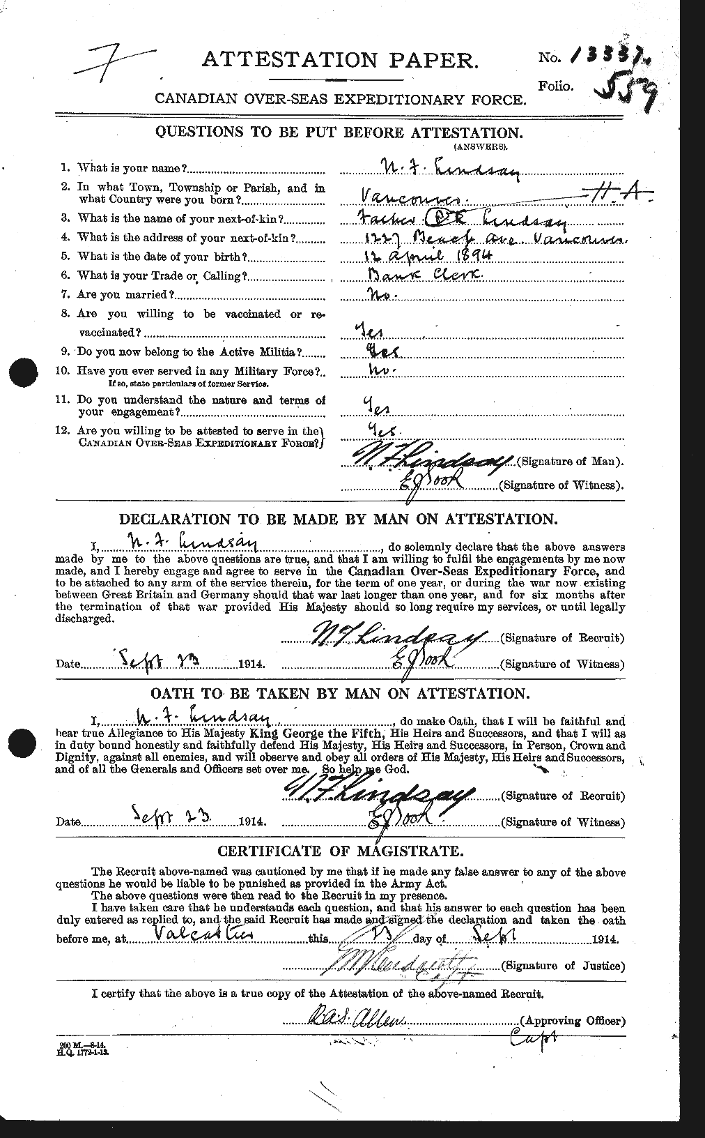 Personnel Records of the First World War - CEF 466158a