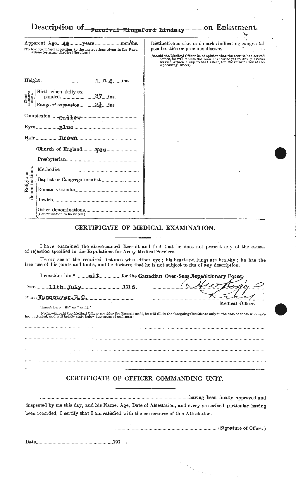 Dossiers du Personnel de la Première Guerre mondiale - CEC 466167b