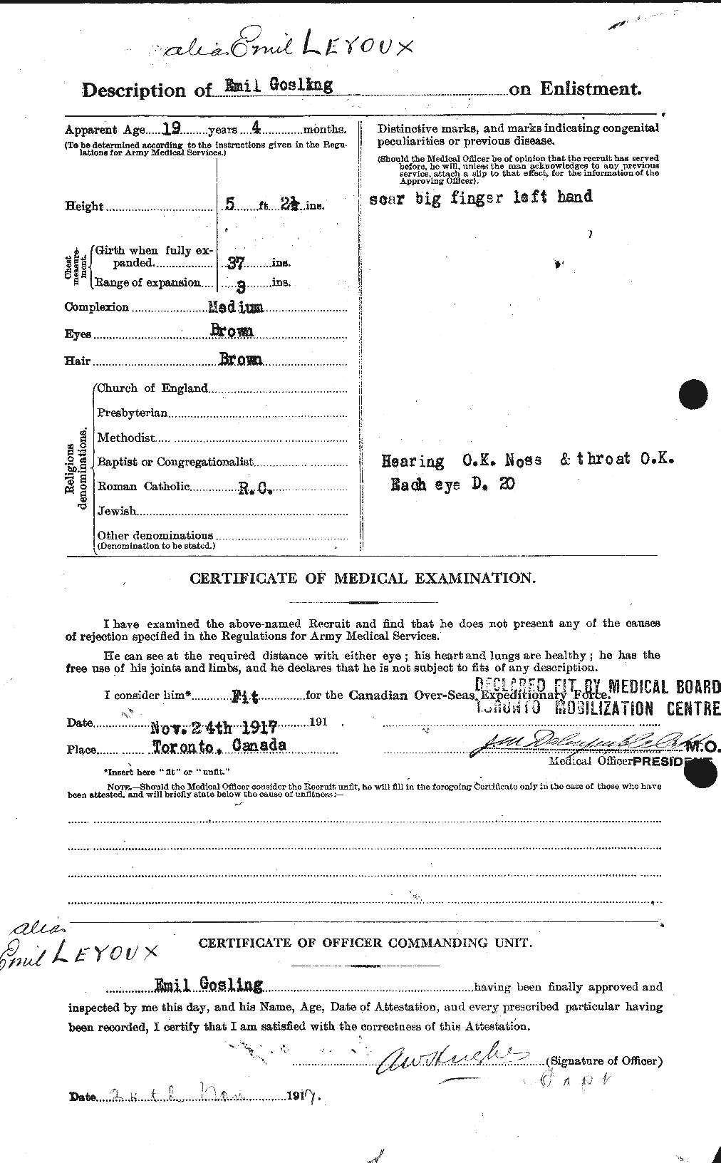 Dossiers du Personnel de la Première Guerre mondiale - CEC 466955b