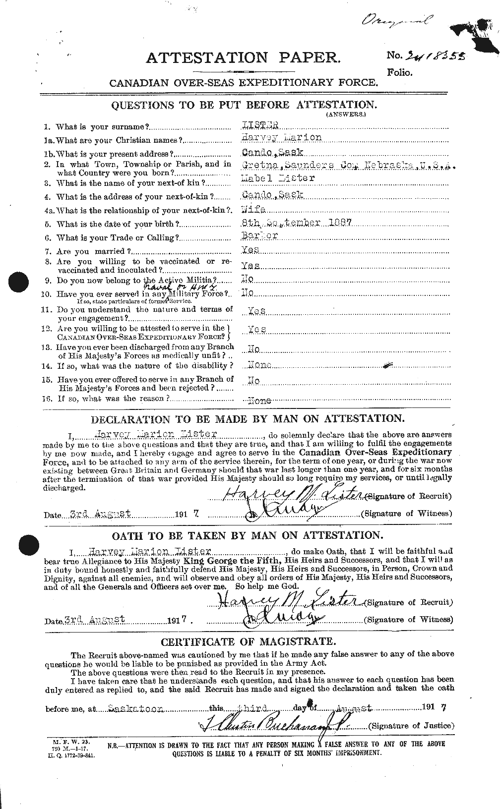 Personnel Records of the First World War - CEF 467021a