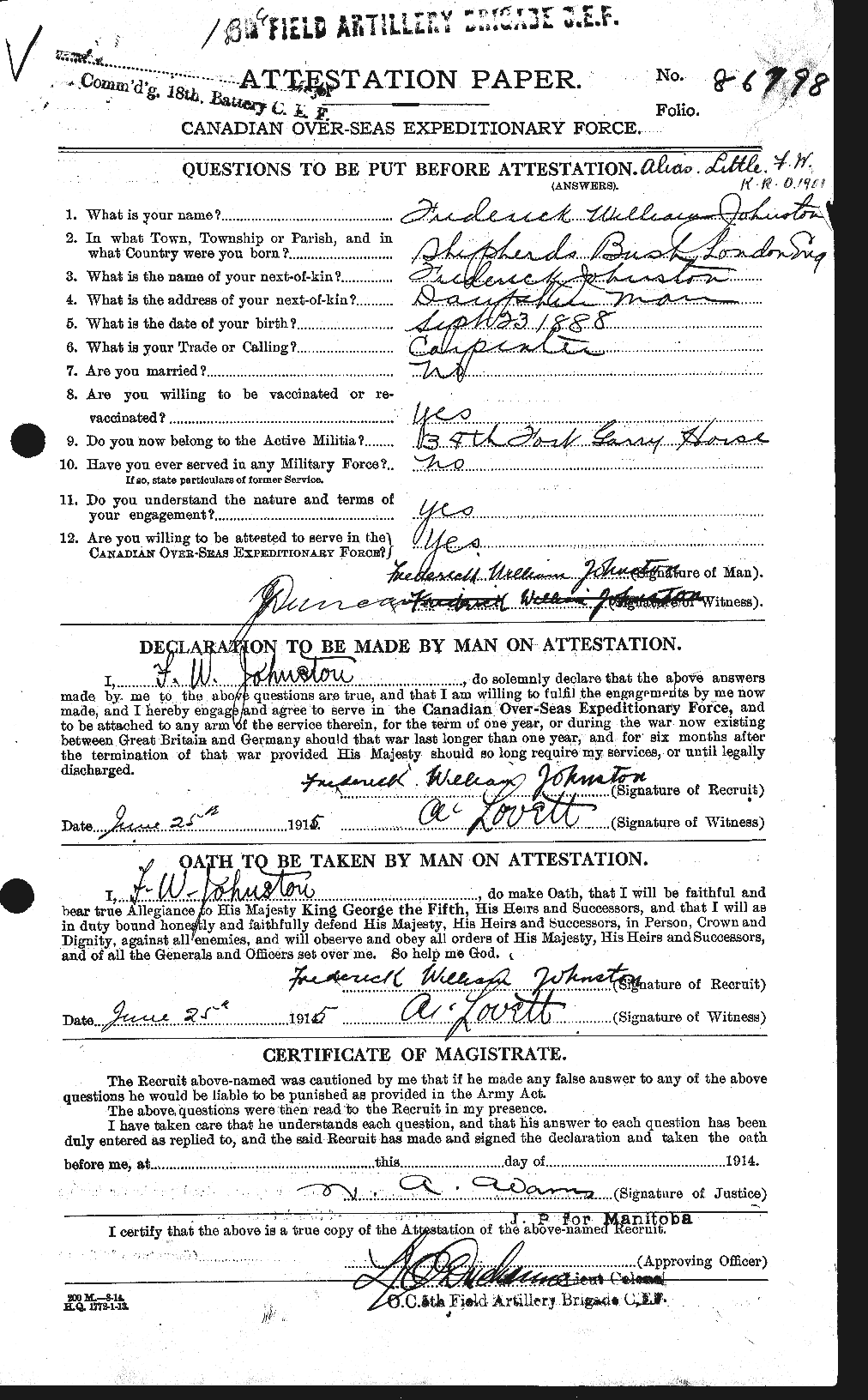 Personnel Records of the First World War - CEF 467273a