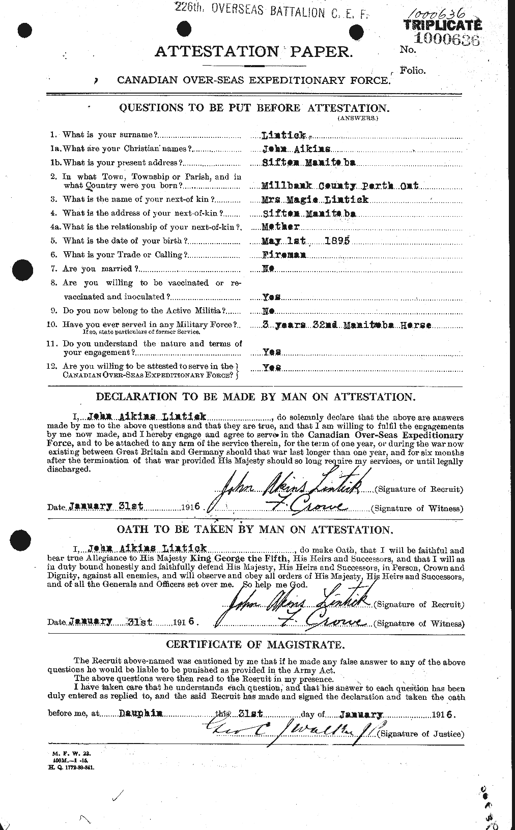 Personnel Records of the First World War - CEF 468708a