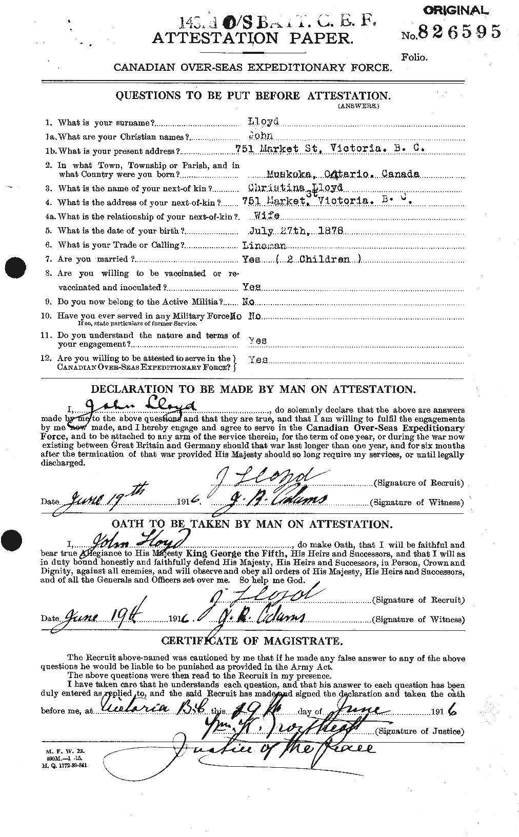 Personnel Records of the First World War - CEF 469161a