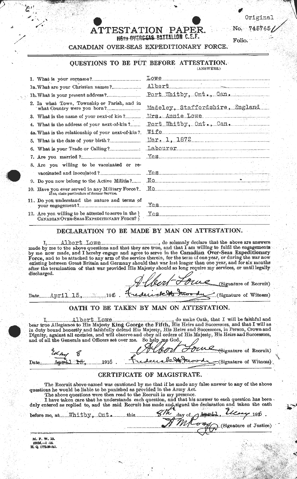 Personnel Records of the First World War - CEF 469487a