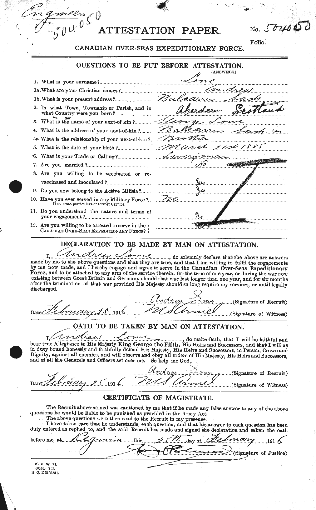 Personnel Records of the First World War - CEF 469497a