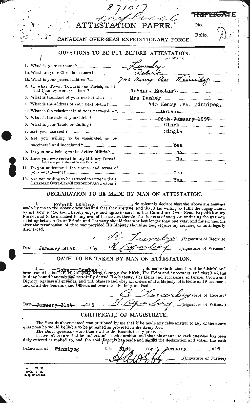 Personnel Records of the First World War - CEF 470816a