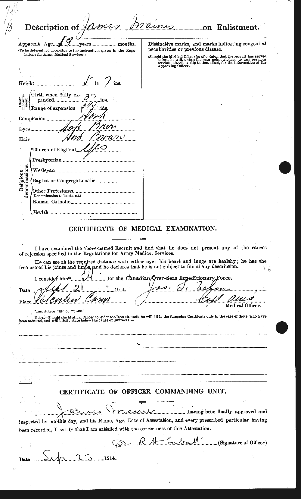 Dossiers du Personnel de la Première Guerre mondiale - CEC 471481b