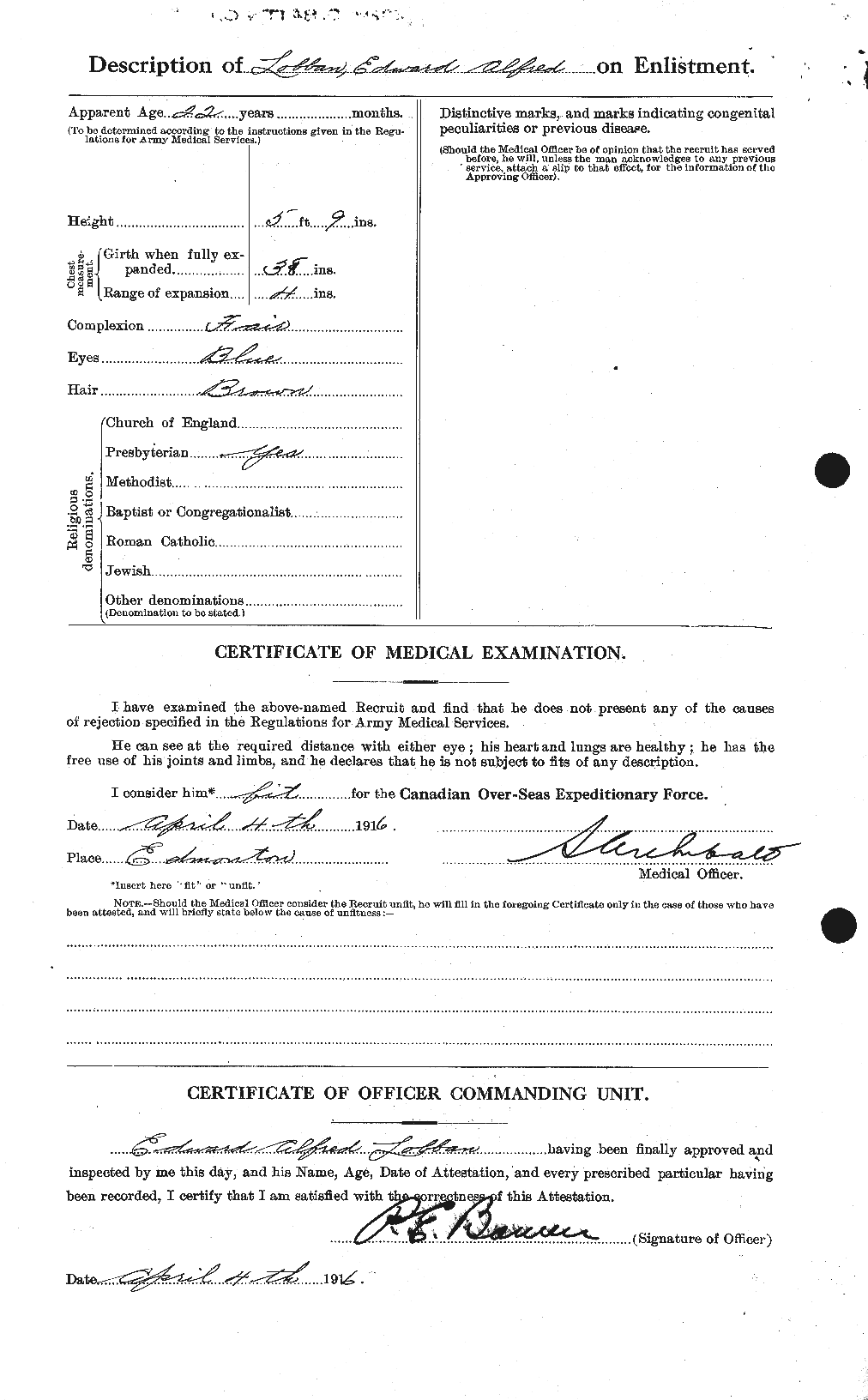 Dossiers du Personnel de la Première Guerre mondiale - CEC 472074b