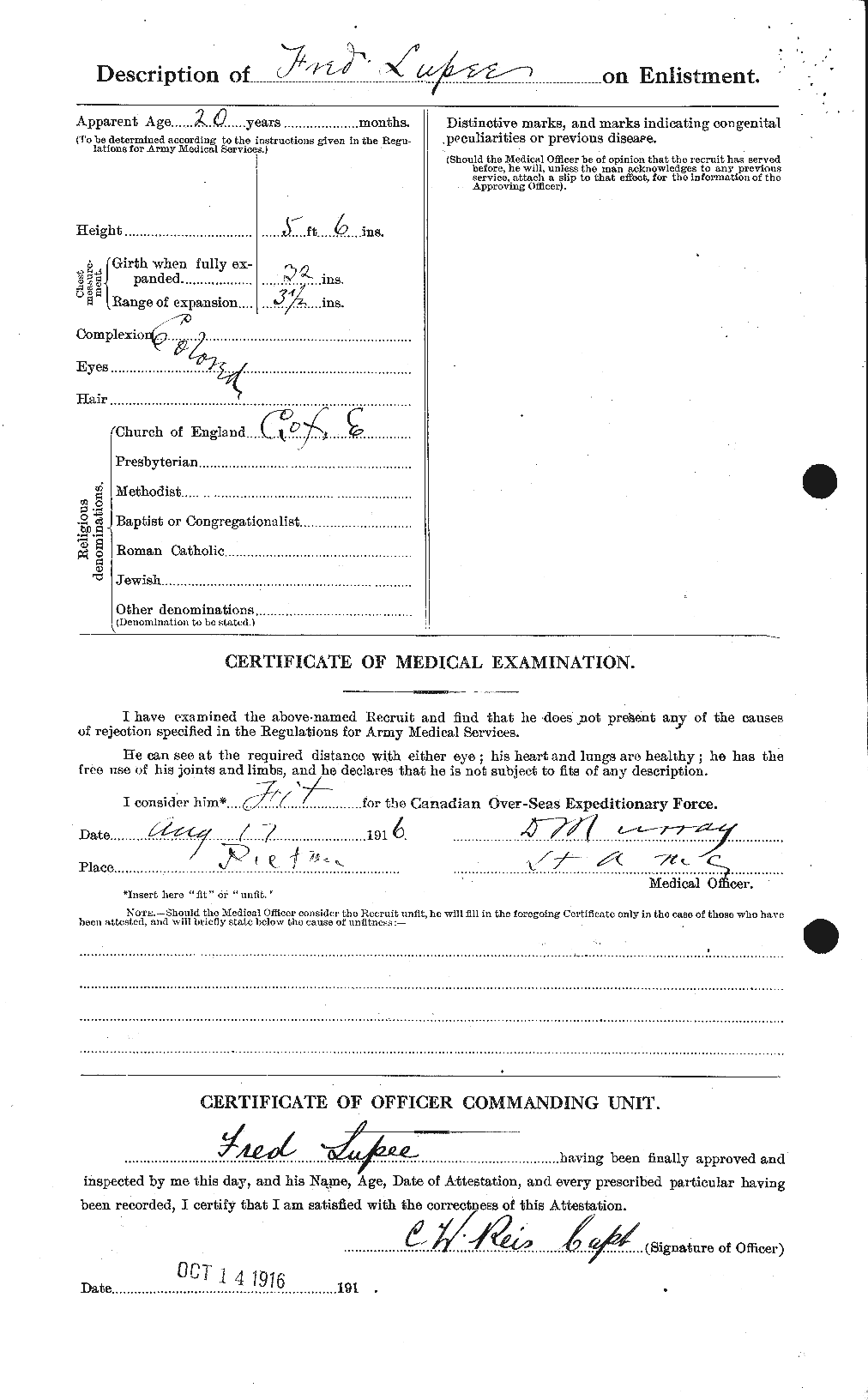 Dossiers du Personnel de la Première Guerre mondiale - CEC 473498b