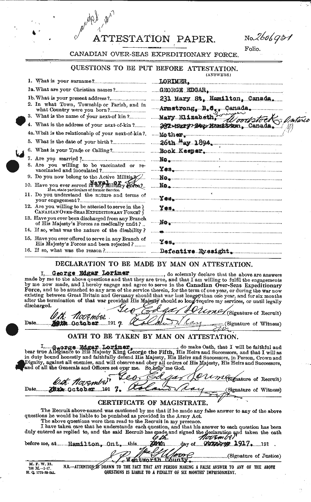 Personnel Records of the First World War - CEF 473935a