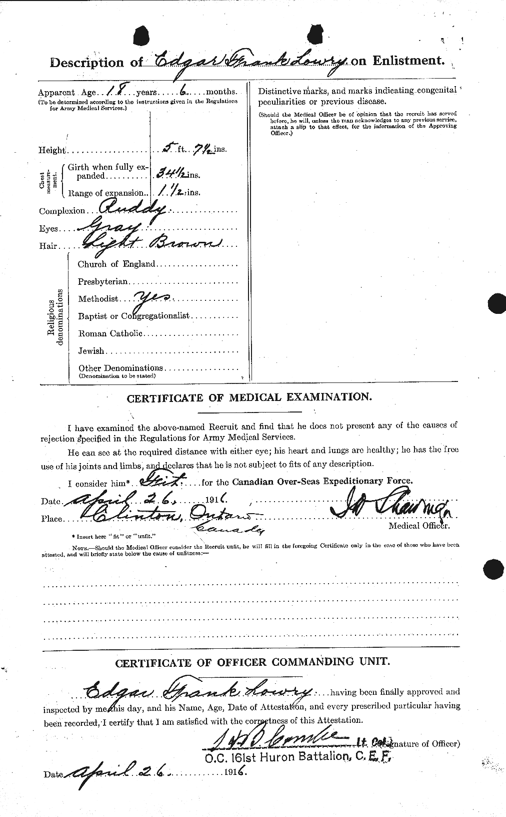 Dossiers du Personnel de la Première Guerre mondiale - CEC 473974b