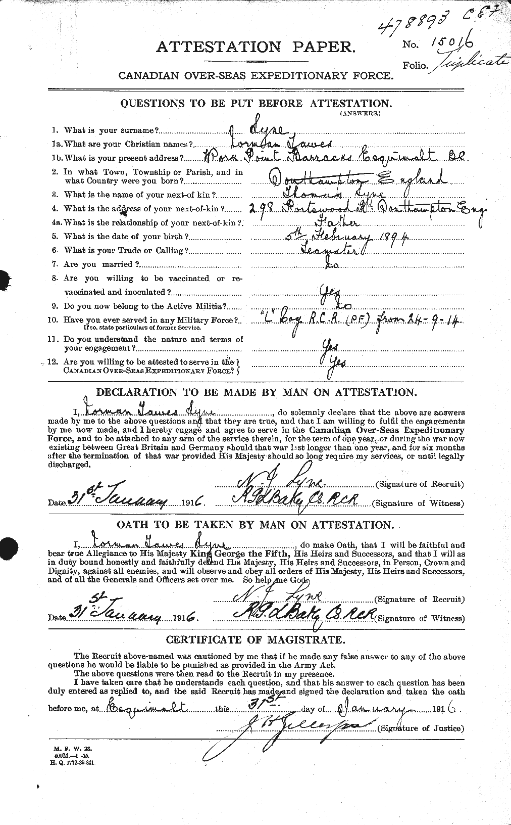 Personnel Records of the First World War - CEF 474266a