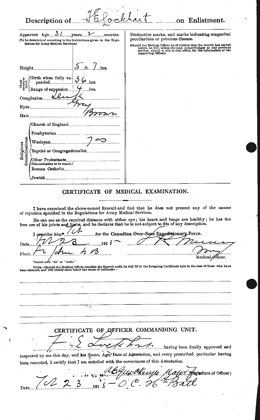 Dossiers du Personnel de la Première Guerre mondiale - CEC 474501b