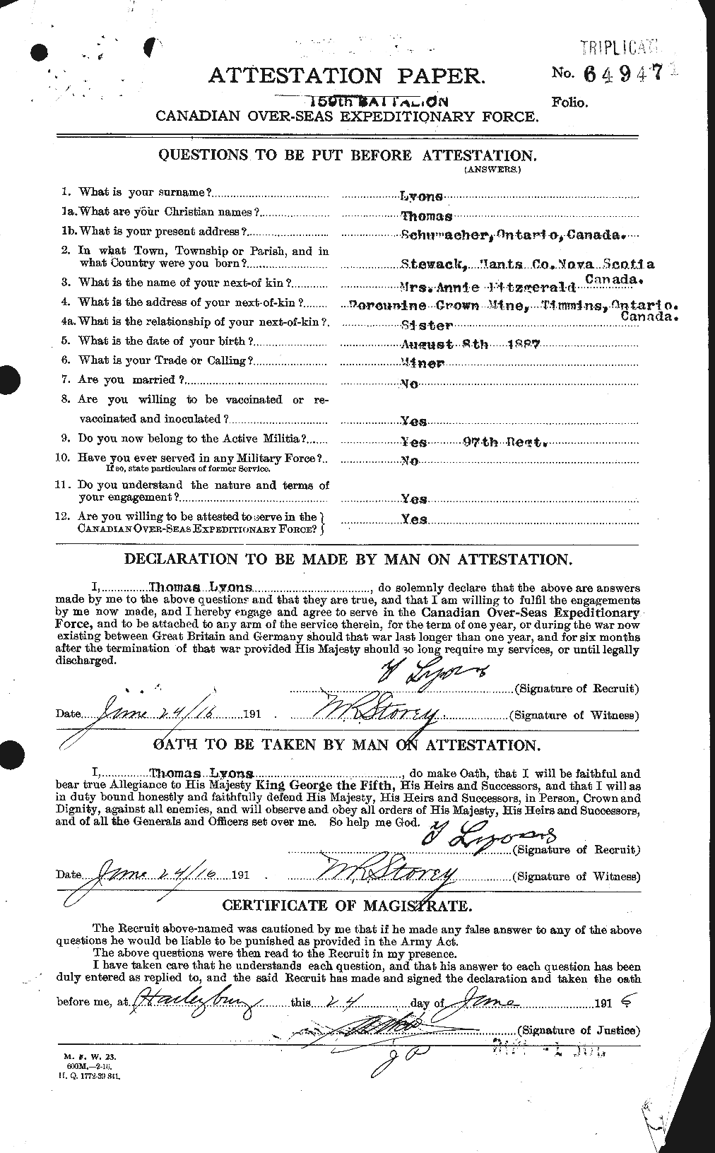 Personnel Records of the First World War - CEF 474862a