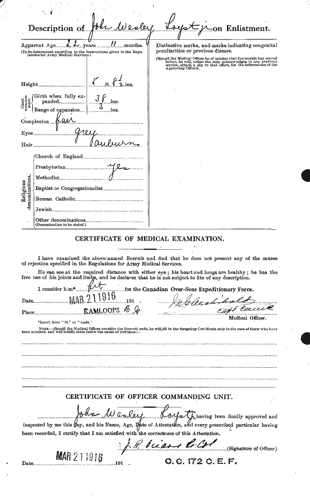 Dossiers du Personnel de la Première Guerre mondiale - CEC 475313b